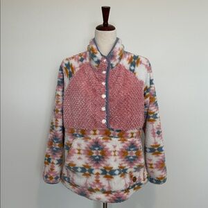 Simply Southern‎ Pink Aztec Fleece Pullover Jacket Size Small